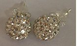 925 White Crystal 8mm Shamballa earrings